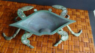 Vintage Crab Lobster Copper Brass,  With Abalone Inlay Bowl Cobre Mexico