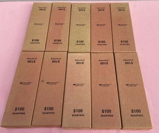 11 Vintage Coin Roll Cardboard Bank Boxes $100 Quarters Major Metalfab Co.