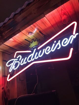 Budweiser Bowtie Bow Tie Real Glass Neon Sign Beer Bar Light Home Decor