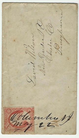 1842 ENVELOPE and LETTER to MEMBER of the FRIEND ' S (Quaker ' s) HAND CANCELLED 3