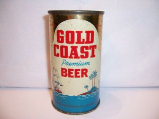 1960 Gold Coast Premium Flat Top Beer Can Brewed Chicago,  Il Bottom Opened