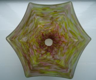 Vintage Art Deco Glass Lampshade Delicate Pink And Lemon Yellow Marbled Effect