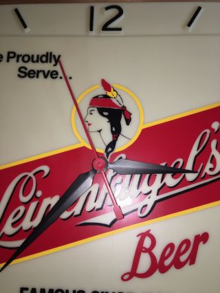 (VTG) Leinenkugel ' s Beer Indian Princess Light Clock Ex Cond Northwoods Sign 3