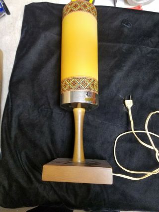 Vintage Mid - Century Modern Wooden Table Lamp Plastic Shade 17.  5 " Ukrainian Art