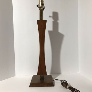Vintage Mid Century Modern Hour Glass Shaped Teak Wood Table Lamp 23 1/2 "