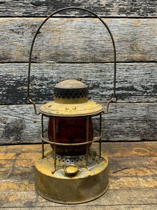 Vintage Kerosene Railroad Traffic Lantern Red Globe Embury Mfg Co Ny No.  500