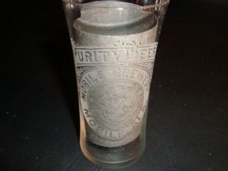Circa 1910 Mobile Brewing Purity Beer Etched Glass,  Atlanta,  Georgia