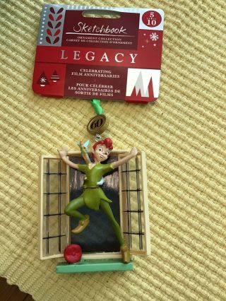 Disney 2018 Peter Pan And Tinkerbell Legacy Sketchbook Ornament With Tags