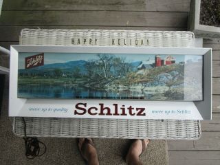 1958 Vintage Schlitz Lighted Beer Advertising Sign Form 548 Farm Scene Red Barn 2