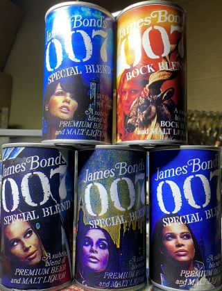 James Bond’s 007 Malt Liquor,  National Brewing Co Baltimore,  Md.  Paper Label X 5