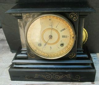 Vintage Ansonia,  Iron Black Mantle Clock - 1885 - 90