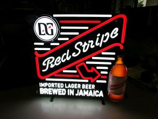 Red Stripe Brewed In Jamaica Import Led Leon Neo Neon Beer Bar Sign Light