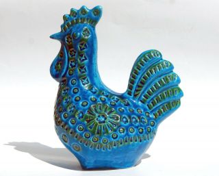 Vintage Mid - Century Modern Italian Art Pottery Ceramic Rooster Coin Bank Italy