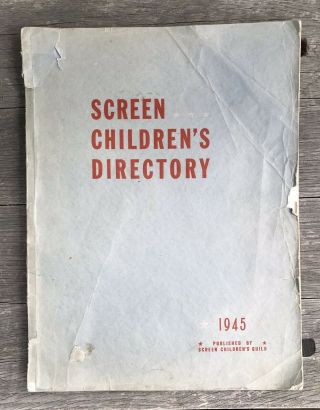 Vintage 1945 Screen Childrens Actors Guild Directory David Janssen Shirley Mills