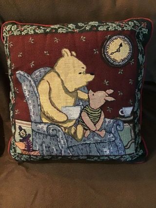 Vintage Tapestry Winnie The Pooh & Piglet Pillow Disney 16x16