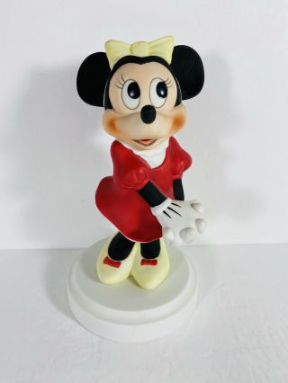Vintage Walt Disney Minnie Mouse Ceramic Bisque Large Figurine 6.  75 "
