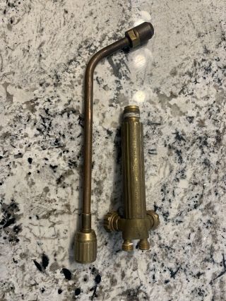 Vintage Industrial Brass Purox W - 300 Welding Cutting Torch W/ Rosebud Tip