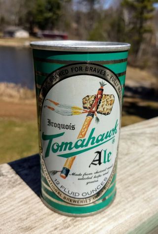 Rare Iroquois Tomahawk Ale Zip Pull Tab Top Beer Can -