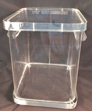 Vintage Mid Century Modern Grainware Clear Lucite Ice Bucket Hinged Lid 9.  5 "