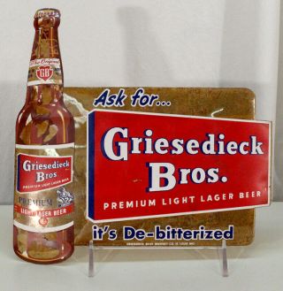Griesedieck Bros Metallic Decal Beer Sign St.  Louis,  Missouri Mo Gb Saint