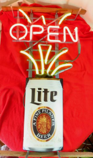 1988 Miller Lite Flashing Open Neon Sign Big 28 " X 15 " Beer Advertising Sign