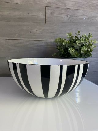 Vintage Cathrineholm Black/white Striped Enamel Bowl Grete Prytz Kittelsen Mcm