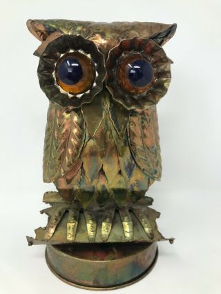 Vintage Sankyo Mid Century Modern Owl Sculpture Music Box Curtis Jere Style