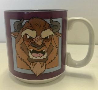 Disney Beauty & The Beast Multi Beast Faces Purple & Blue Coffee Mug Cup