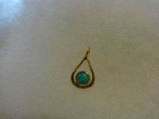 Vintage 14k Yellow Gold Opal Drop Pendant Charm Hand Crafted