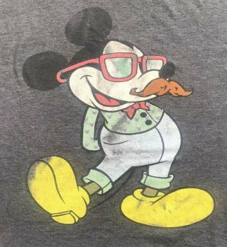 Disney Hipster Mickey Mouse Vintage Look Graphic T - Shirt Size Men 