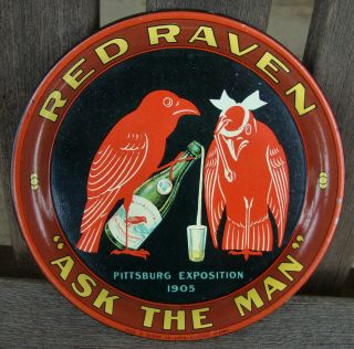 Red Raven Pittsburgh Expo 1905 Pre Pro Advertising Tip Tray Two Ravens