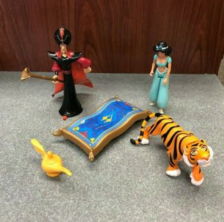 Disney Aladdin Figures - Jasmine,  Rajah,  Jafar,  Lamp,  And Magic Carpet