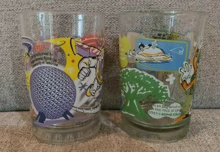 2 Mcdonalds Disney World 100 Years Of Magic Glass Cups Epcot Mickey Mouse Buzz