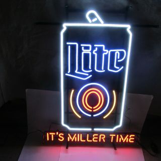 Large Miller Lite Beer Retro Can Led Light Up Sign Bullseye Newest Version