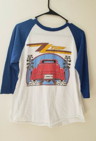 Vintage Band 1983 Zz Top Eliminator 500 Tour Concert Baseball T Shirt Small Fit