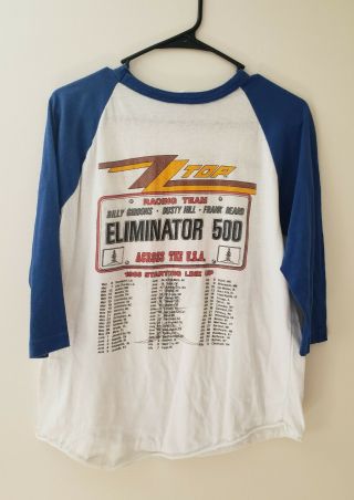 Vintage Band 1983 ZZ Top Eliminator 500 TOUR CONCERT baseball t shirt SMALL fit 2