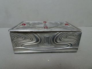 Art Nouveau Pewter Trinket Or Jewellery Box.