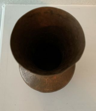 Antique Arts & Crafts Mission Hand Hammered Copper Vase 5” 3