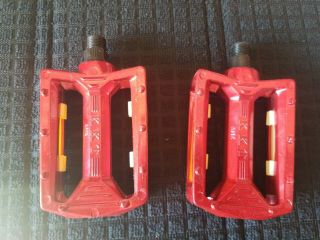Kkt 9/16 Red Nos Amx Pedals Bmx Racing Freestyle Cruiser Vintage Bicycle