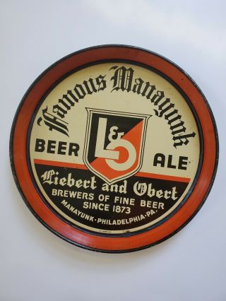 Famous Manayunk Liebert And Obert Beer Tray Pennsylvania Penn Pa