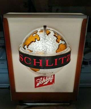 Schlitz Beer Galaxy Globe Lighted Motion Sign " Old Stock " Rotates