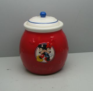 Disney Mickey Mouse Minnie Red Snack Jar Canister Treats Cookies