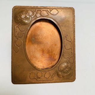 Arts And Crafts Hammered Copper Picture Frame 3d Flowers Like Roycroft