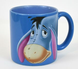 Disney Store Eeyore Blue Coffee Mug Large 4.  5 " Tall