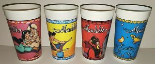 Disney Aladdin Animated Movie Burger King Plastic Drinking Cups Set Of 4 Premium