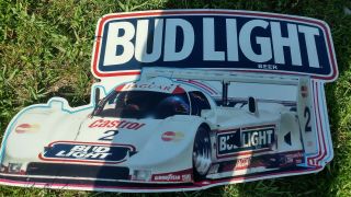 Vintage Bud Light Jaguar Race Car Metal Sign 33x18