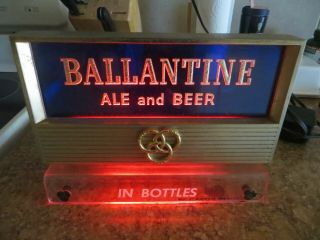 Ballantine Ale & Beer In Bottles Lighted Reverse Glass Bar Cash Register Sign