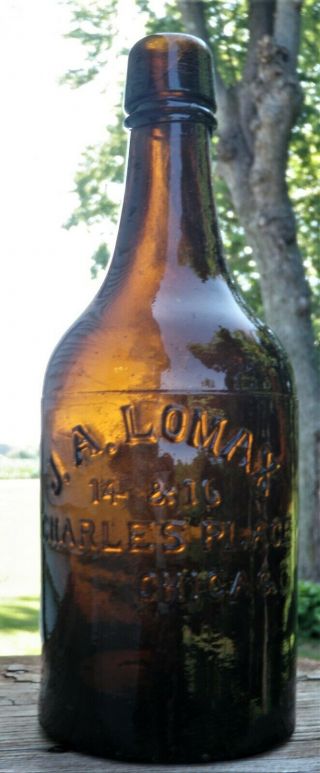Chicago Illinois,  1870 Era,  Amber Quart.  Ale,  J.  A.  Lomax 14 & 16 Charles Place