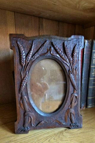 Hand Carved Arts And Crafts Picture Frame