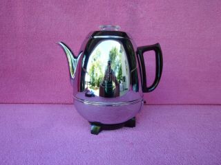 Vtg 1950s General Electric Deluxe Chrome 9 - Cup Percolator Coffee Pot Maker